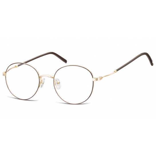 Lenonki okrągłe Okulary oprawki optyczne 927E brązowo-złote